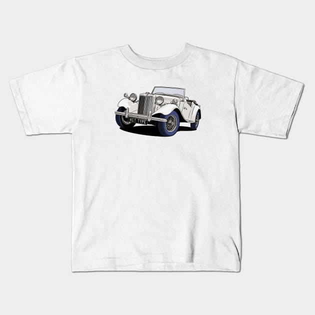 MG T-Type Classic British Sports Car in white Kids T-Shirt by Webazoot